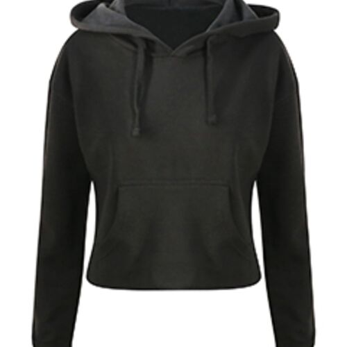 Ladies' Girlie Cropped Hooded Fleece with Pocket Thumbnail