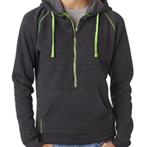 Ladies' Triblend Half-Zip Fleece Hood Thumbnail