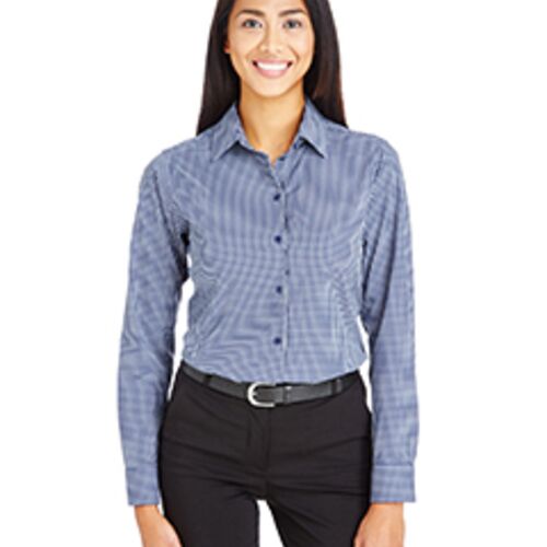 CrownLux Performance® Ladies' Tonal Mini Check Woven Shirt Thumbnail