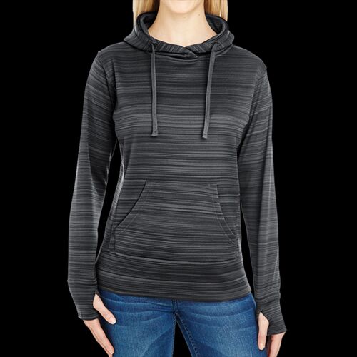 Ladies' Odyssey Striped Poly Fleece Lapover Hood Thumbnail